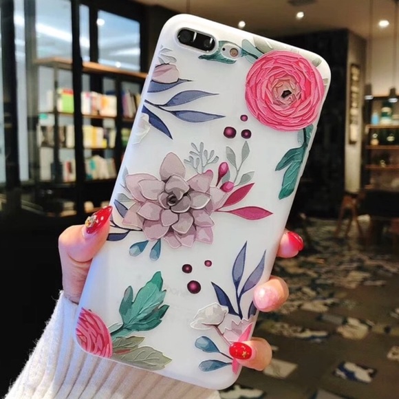 NEW iPhone 7+/8+ Embossed Floral Soft TPU Case - Picture 2 of 4